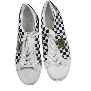 NEW Vintage Havana Bianca sneakers black white checkered gold star women sz 8.5